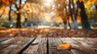 The empty wooden table top with blur background of autumns, The empty wooden table top with blur background of autum Ai generated 