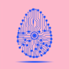 Wall Mural - Abstract technology Easter egg. Happy Easter Egg.Abstract egg. Egg in an electronic circuit.