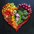 Heart made of fresh vegetables.