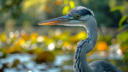 Sticker -  A close-up of a bird in a body of water surrounded by trees in the background and a blurred background