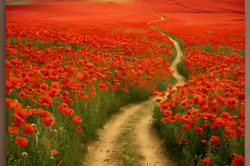 Sticker - poppy field in the morning