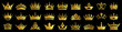 Set of golden crown icons. Royal crown symbol collection. Collection of king and queen crown symbols. vector illustration