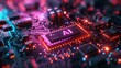 Illuminated Circuit Board Showcasing AI Technology.