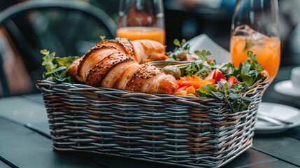 Sticker -  A baskettop, table, juicetable, platter, juice glass, food basket