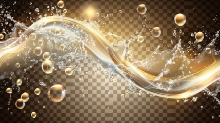 Wall Mural -  Checkered waves with many water bubbles on a solid backdrop