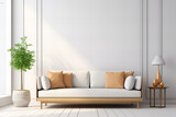 Fototapeta  - Bright and cozy modern living room interior have sofa and lamp with white wall background