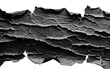 Black damaged rippled torn paper with broken textu on transparent or white background