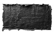 Black damaged rippled torn paper with broken textu on transparent or white background