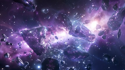 Poster - Space Scene With Rocks and Stars