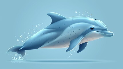 Wall Mural -  A dolphin emerging from water, with air bubbles on its back and head above the surface