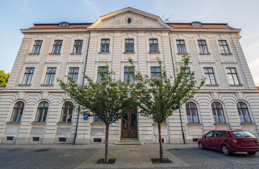 Sticker - Technical college at Svobody Street in Old Town of Mikulov town, Czech Republic