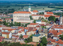 Old Town of Mikulov town, view with Castle, Czech Republic