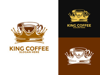 Wall Mural - Coffee With Crown Logo Vector Illustration, King Coffee logo, Coffee Shop and Cafe logo design template