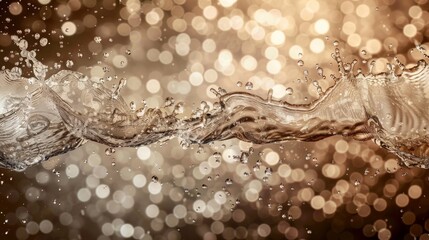 Wall Mural - close-up water splash with bockets of light in backdrop