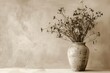 Dried Plants in Vase. A still-life image of dried plants in a large vase in sepia tone.