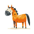 Kids watercolor vector illustration with cute horse