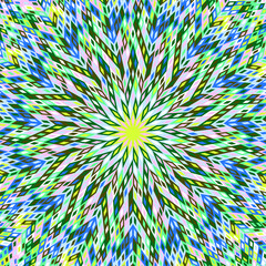 Poster - Hypnotic dynamic circular rectangle mosaic background design - abstract psychedelic colorful vector graphic from geometrical tiles