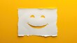 © StasySin - A smiley face cut out from a white piece of paper on a yellow background
