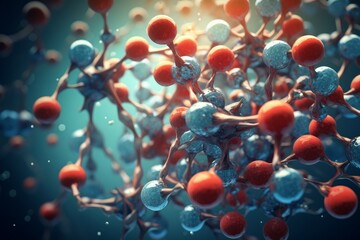 Poster - Futuristic Molecule 3d art. Chemistry structure health. Generate Ai
