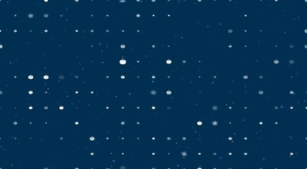 Poster - Template animation of evenly spaced pumpkin symbols of different sizes and opacity. Animation of transparency and size. Seamless looped 4k animation on dark blue background with stars