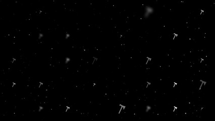 Poster - Template animation of evenly spaced axe symbols of different sizes and opacity. Animation of transparency and size. Seamless looped 4k animation on black background with stars