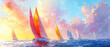 Colorful sailing boats oil painting