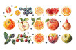 A colorful assortment of fruits displayed on a pristine white backdrop