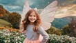 Happy fairy young girl with wings