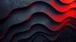Abstract 3D black techno background overlap layers on dark space with red light effect decoration. Modern graphic design template elements for poster, flyer, cover, brochure, landing page, or banner