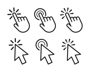 Poster - clicking icons collections. arrows and hands clicking icon collection. pointer symbols vector. curso
