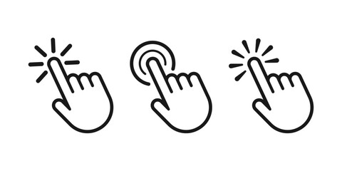 Fototapete - Pointer cursor icon. Clicking cursor, pointing hand clicks icons. Click cursor