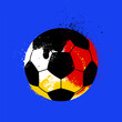 Soccer ball in grunge style. Silhouette of a Football ball painted in the colors of the German flag. Design element for t-shirt print, merch, poster, etc. Vector illustration
