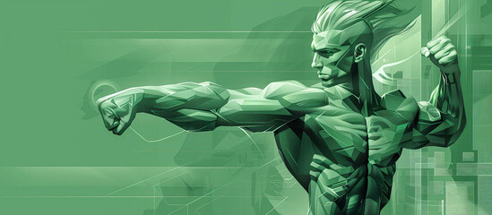Artistic Dynamic Action Pose - Bodybuilding and human anatomical medical science graphic design concept 