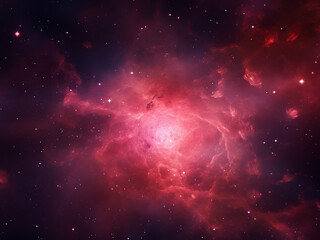 Wall Mural - red cosmic nebulae emerge in the galaxy's tapestry. ai generation.