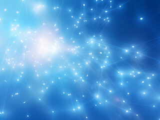 Wall Mural - Blue cosmic rays in the vast galaxy. AI Generation.