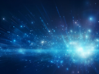 Wall Mural - Mystical cosmic rays in shades of blue. AI Generation.
