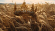 Jewel-studded crown in a field of wheat