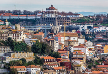 Poster - Cityscape of Porto and Vila Nova de Gaia, view from Crystal Palace Gardens, Portugal