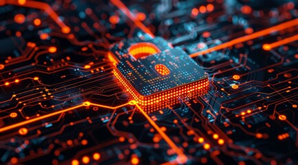 A computer chip with lock on it