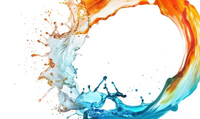 Wall Mural - Watercolor spiral splash splatter stain brush strokes on white background. Modern vibrant round aquarelle spot. Vortex. Trendy bright isolated design on white. Element. watercolor illustration.
