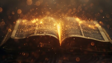 Wall Mural - The Bible the Holy Book the Word of God with bokeh particles effects