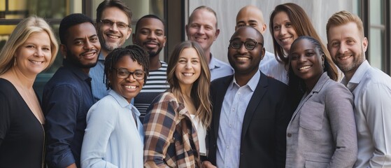 Diverse team of professionals posing with a smile