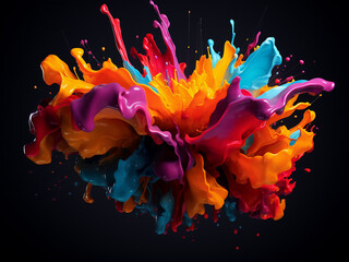 Poster - Dynamic swirls of vivid colors adorn the dark backdrop, creating an entrancing 3D design.