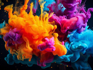 Poster - Psychedelic blast movement captured in colorful ink explosion.