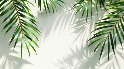 Leinwandbilder - Shadow of tropical leaves on white background. Mockup with shadow of palm leaves on white background. Modern illustration.