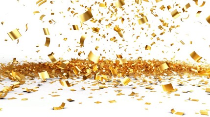 Aufkleber - A golden confetti design element isolated on a white background. A festive 3D confetti design element. Modern illustration.