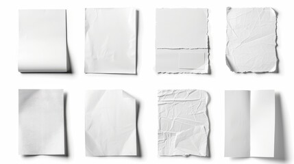 Poster - There is a collection of blank white paper on a white background. Each one is individually shot