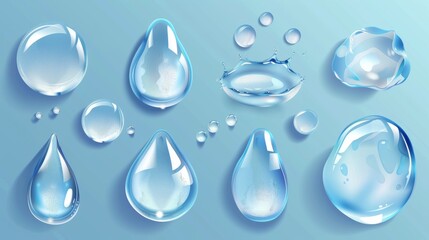 Poster - Water drops isolated in a pure clear color modern set