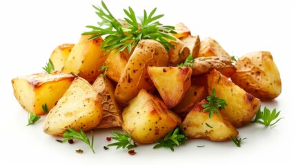 Aufkleber - On an isolated white background, a potato is fried