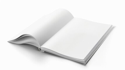 Leinwandbilder - Sketch of white modern clay rendering of a notebook isolated on white background. Origami paper material template with realistic drop shadow.